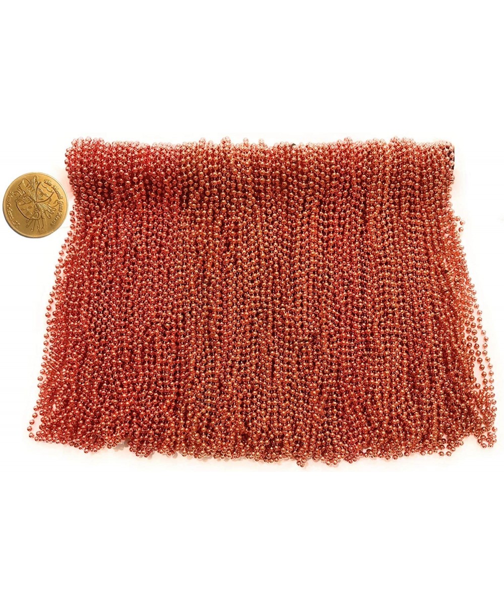 Mardi Gras Beads 33 inch 7mm- 12 Dozen- 144 Pieces- Orange Necklaces with Doubloon - Orange - C518ISZAERR $19.18 Party Favors