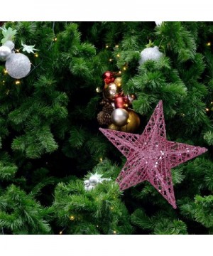 Christmas Tree Topper Star-Glittering Christmas Tree Decoration Ornaments-20cm (Pink) - Pink - CR18AW5U802 $12.92 Tree Toppers
