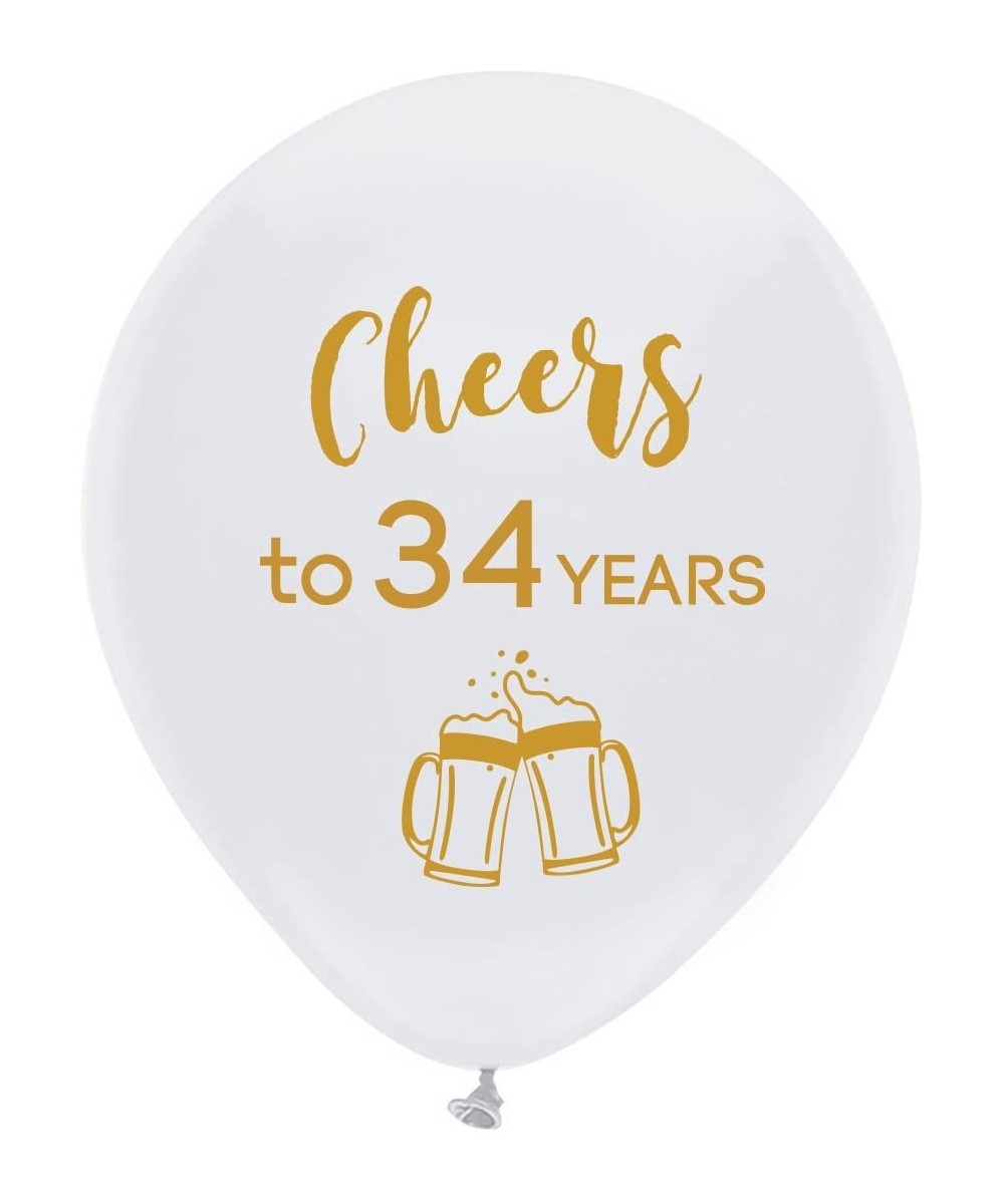 White cheers to 34 years latex balloons- 12inch (16pcs) 34th birthday decorations party supplies for man and woman - C518E9XG...