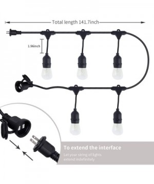 Waterproof Outdoor String Lights - Motent 12Ft Commercial Grade Patio Lights Heavy Duty Light String Hanging Lights Fixture w...