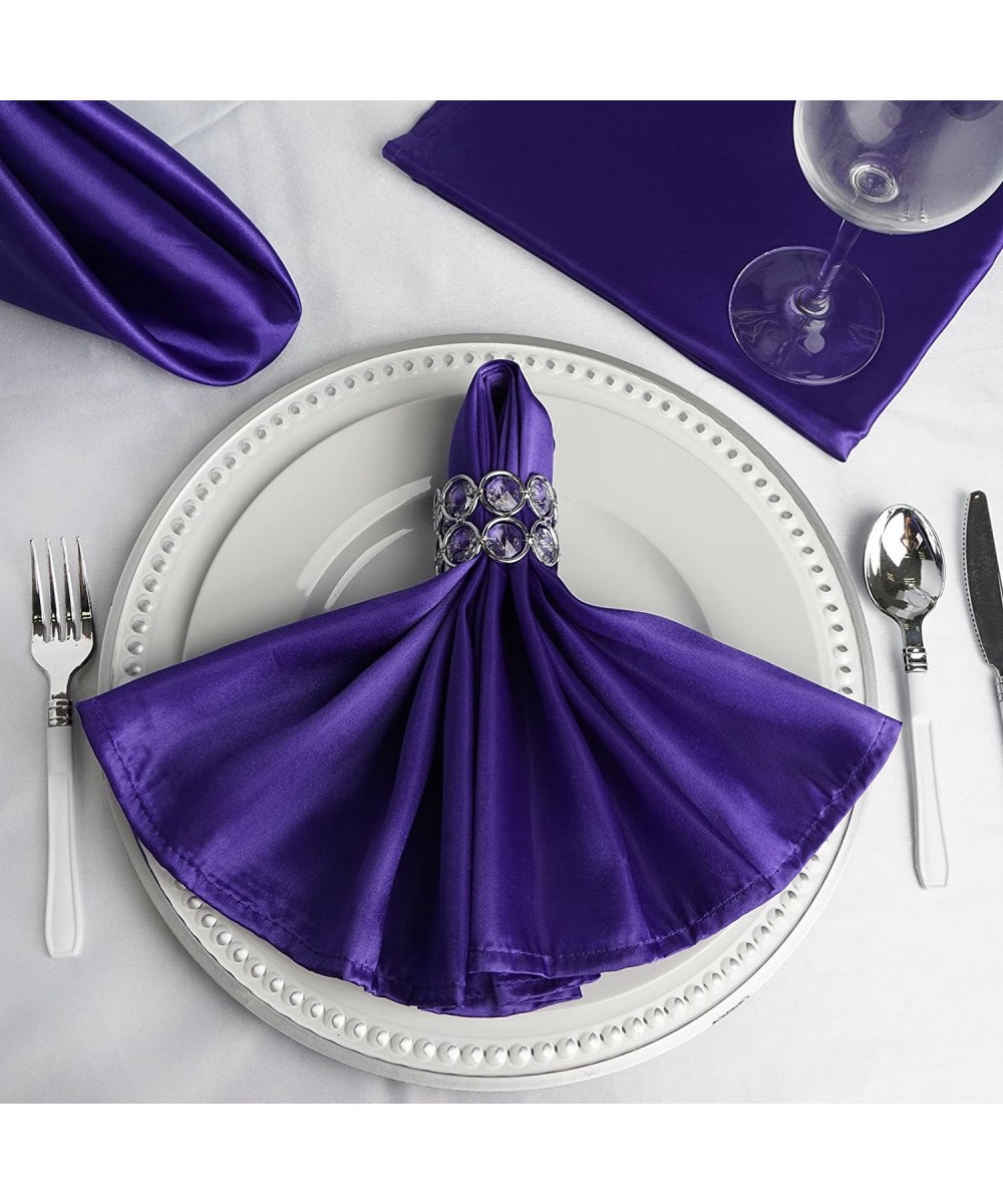 50 pcs 20-Inch Purple Satin Dinner Napkins - for Wedding Party Reception Events Restaurant Kitchen Home - Purple - CE18QSQYZX...