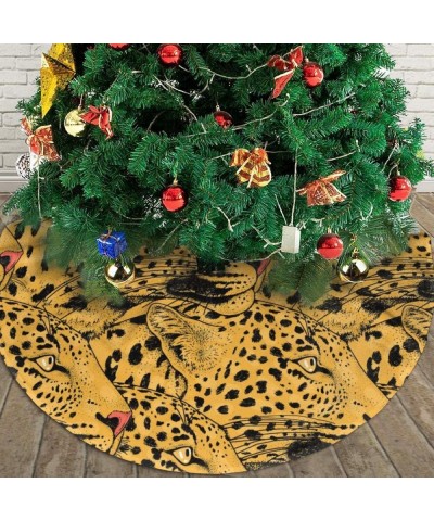 Christmas Tree Skirt Unique Leopard Face Tree Skirts Mat for Christmas Holiday Party Decorations Soft- Easy to Put- Light and...
