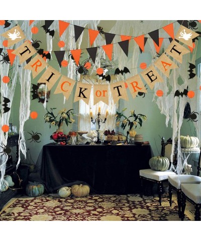 Trick or Treat Burlap Banner - Trick or Treat Halloween Banners - Ghost Festival Party Decorations Supplies (White Ghost) - C...