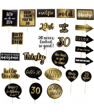 30th Birthday Photo Booth Props - 60-Pack Birthday Party Supplies- Selfie Props- Party Favors for Cocktail Parties- Black and...
