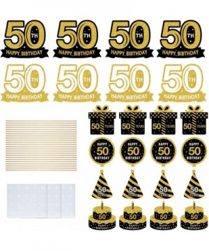 Black Gold 50th Birthday Centerpiece Sticks-50th Birthday Table Toppers -Birthday Party Decorations Accessories-50th Bday Cen...