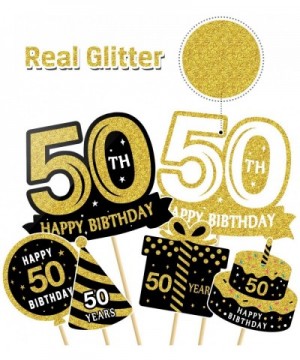 Black Gold 50th Birthday Centerpiece Sticks-50th Birthday Table Toppers -Birthday Party Decorations Accessories-50th Bday Cen...