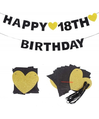 Happy 18th Birthday Banner Black Glitter 18 Years Old Bday Anniversary Party Decoration Sign for Boys Girls - 18th - CI18R4DC...