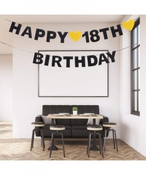 Happy 18th Birthday Banner Black Glitter 18 Years Old Bday Anniversary Party Decoration Sign for Boys Girls - 18th - CI18R4DC...