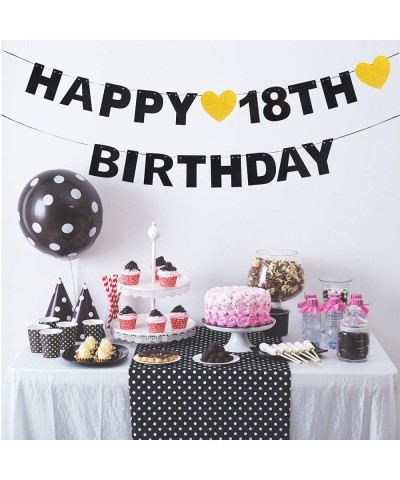 Happy 18th Birthday Banner Black Glitter 18 Years Old Bday Anniversary Party Decoration Sign for Boys Girls - 18th - CI18R4DC...
