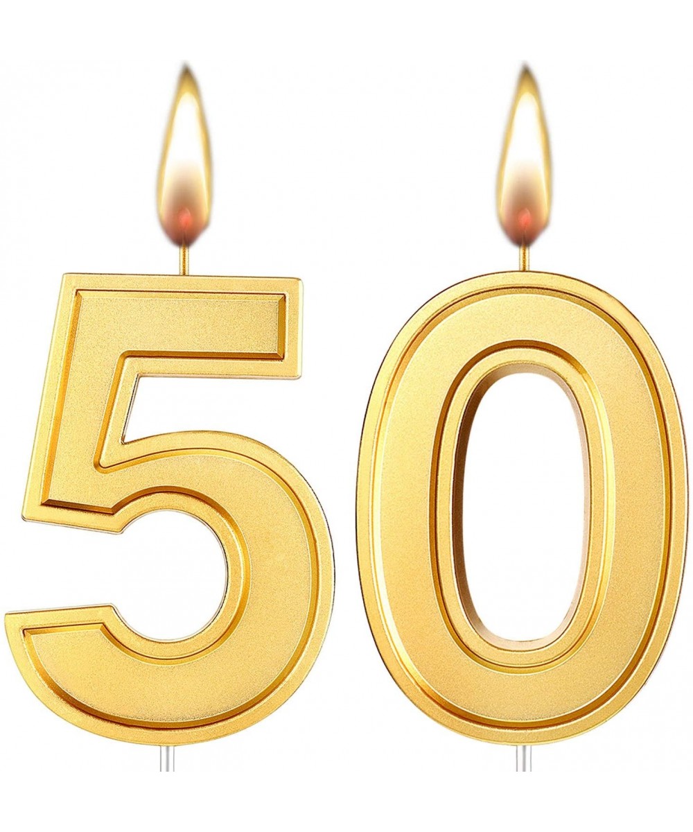 3.7 Inch 50th Birthday Number Candle Gold Large Number 50 Cake Topper Candles Birthday Numeral Cake Candles Party Decoration ...