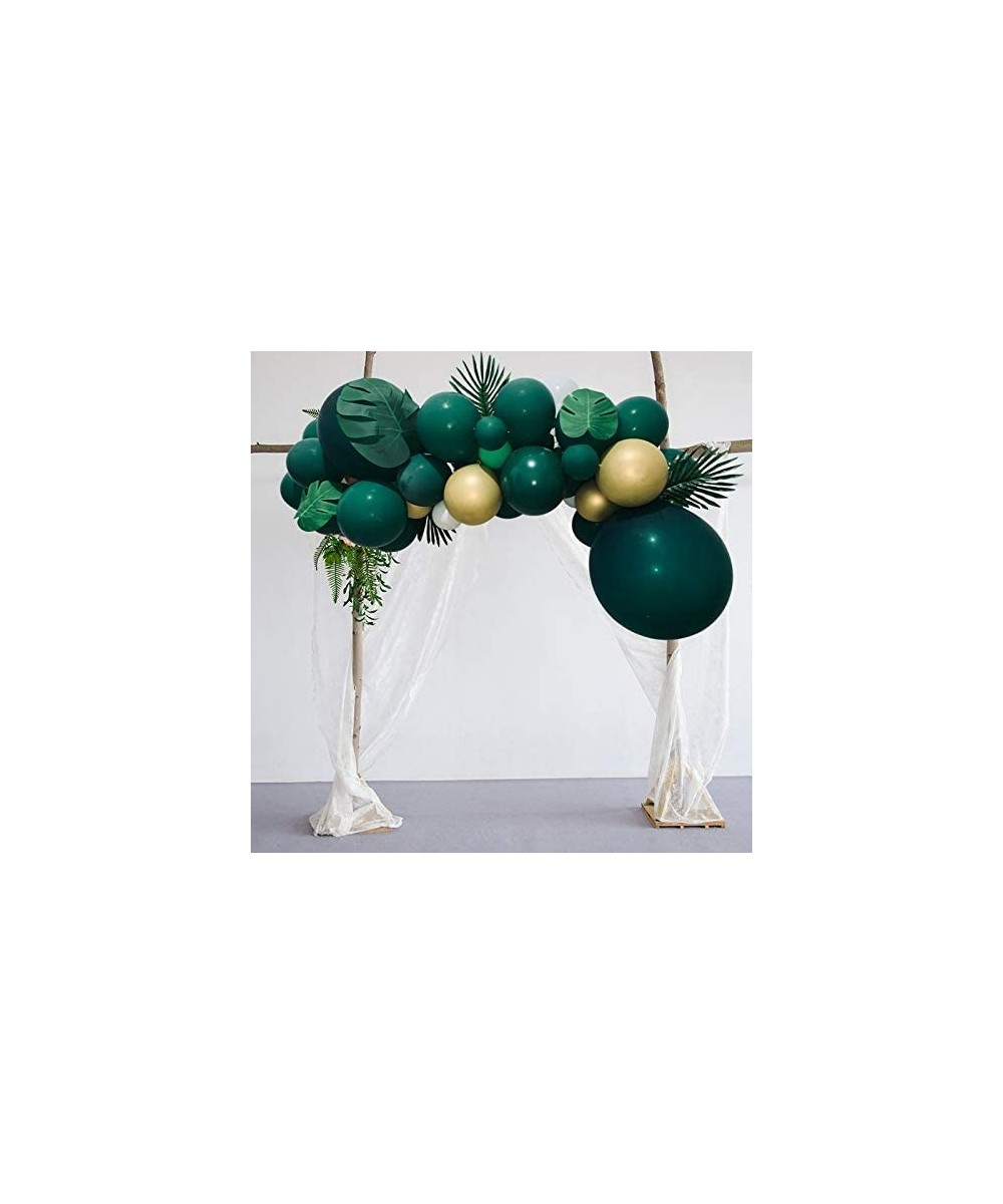 Kalapaty Jungle Theme Party Balloons Kit- 102 pcs White & Gold & Green Balloon Garland and Tropical palm plant Leaves tape Ki...