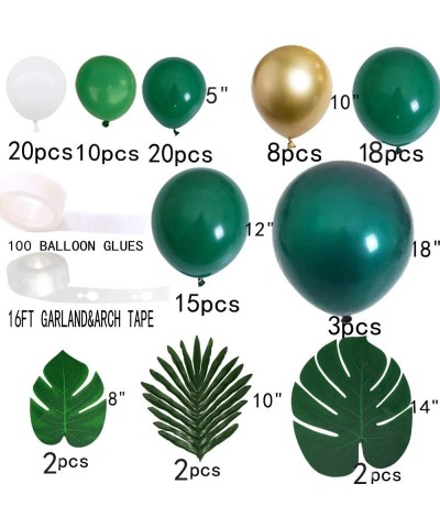 Kalapaty Jungle Theme Party Balloons Kit- 102 pcs White & Gold & Green Balloon Garland and Tropical palm plant Leaves tape Ki...