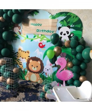 Kalapaty Jungle Theme Party Balloons Kit- 102 pcs White & Gold & Green Balloon Garland and Tropical palm plant Leaves tape Ki...
