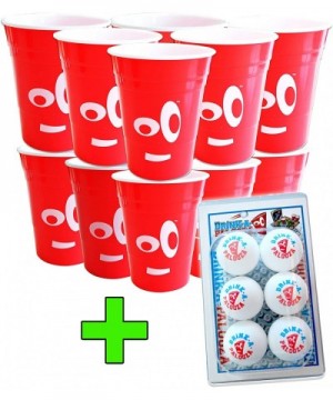 Beer Pong Party Pack 12 hard plastic Party Cups + 6 pack of Beer Pong Balls - beer glasses party supplies for adults Fun Drin...