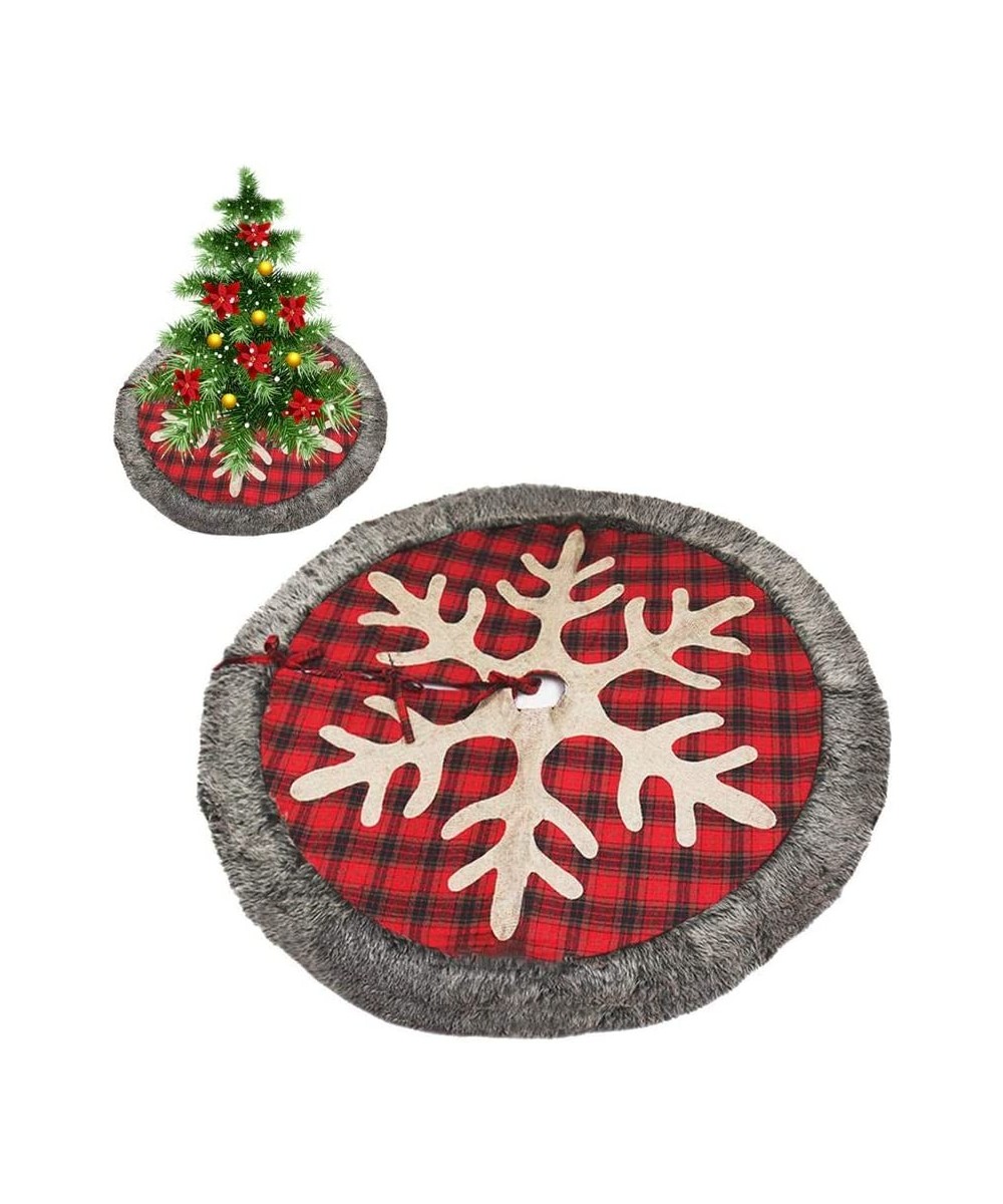 48 Inch Christmas Tree Skirt Big Snowflake Plaid Burlap Christmas Tree Skirt mat Soft Carpet Xmas Holiday Party Ornaments for...
