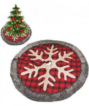 48 Inch Christmas Tree Skirt Big Snowflake Plaid Burlap Christmas Tree Skirt mat Soft Carpet Xmas Holiday Party Ornaments for...