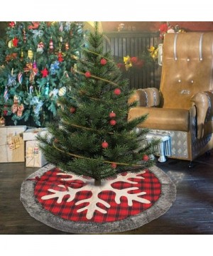 48 Inch Christmas Tree Skirt Big Snowflake Plaid Burlap Christmas Tree Skirt mat Soft Carpet Xmas Holiday Party Ornaments for...