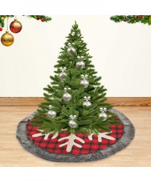 48 Inch Christmas Tree Skirt Big Snowflake Plaid Burlap Christmas Tree Skirt mat Soft Carpet Xmas Holiday Party Ornaments for...