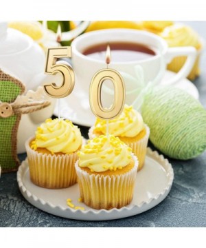 3.7 Inch 50th Birthday Number Candle Gold Large Number 50 Cake Topper Candles Birthday Numeral Cake Candles Party Decoration ...