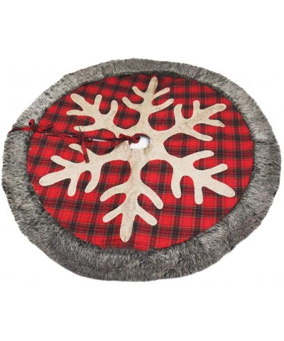 48 Inch Christmas Tree Skirt Big Snowflake Plaid Burlap Christmas Tree Skirt mat Soft Carpet Xmas Holiday Party Ornaments for...
