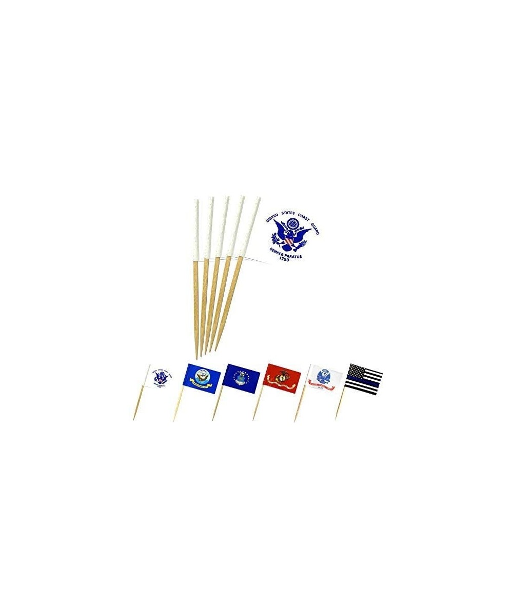 200 Pcs American Coast Guard Cake Topper flag- Small Mini Stick USA Coast Guard Fruit Toothpick Flags-for US Military day Par...