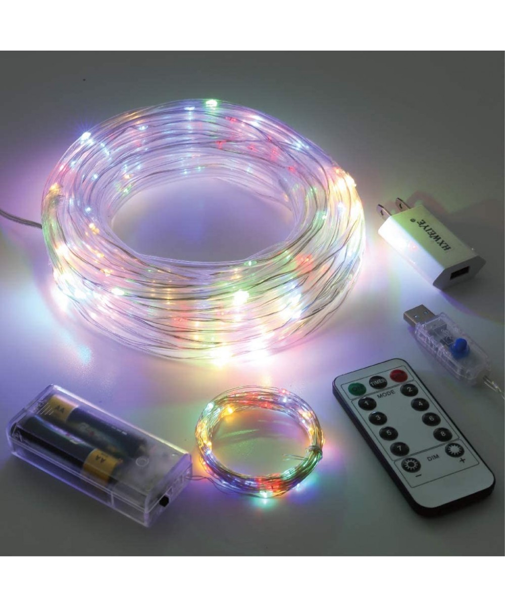 66ft LED Rope Lights Outdoor- Multicolor 200L LED Plugin Copper Wire Fairy Light Indoor with 32 Clips- Timer/Low Voltage/8 Mo...