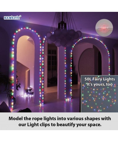 66ft LED Rope Lights Outdoor- Multicolor 200L LED Plugin Copper Wire Fairy Light Indoor with 32 Clips- Timer/Low Voltage/8 Mo...