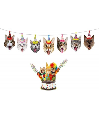 Birthday Cat Garland 8 Packs- Funny Photographic Cat Faces Birthday Banner- Kitties Bday Party Bunting Decorations - Cat - C5...