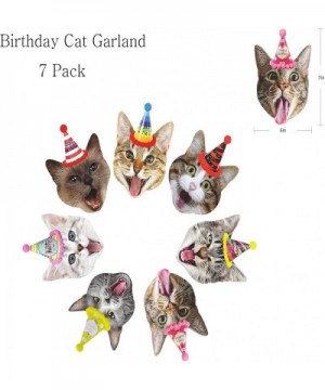 Birthday Cat Garland 8 Packs- Funny Photographic Cat Faces Birthday Banner- Kitties Bday Party Bunting Decorations - Cat - C5...