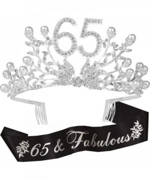 65th Birthday Gifts for Women- 65th Birthday Tiara and Sash- 65 Fabulous Sash and Crystal Tiara- 65th Birthday Decorations fo...