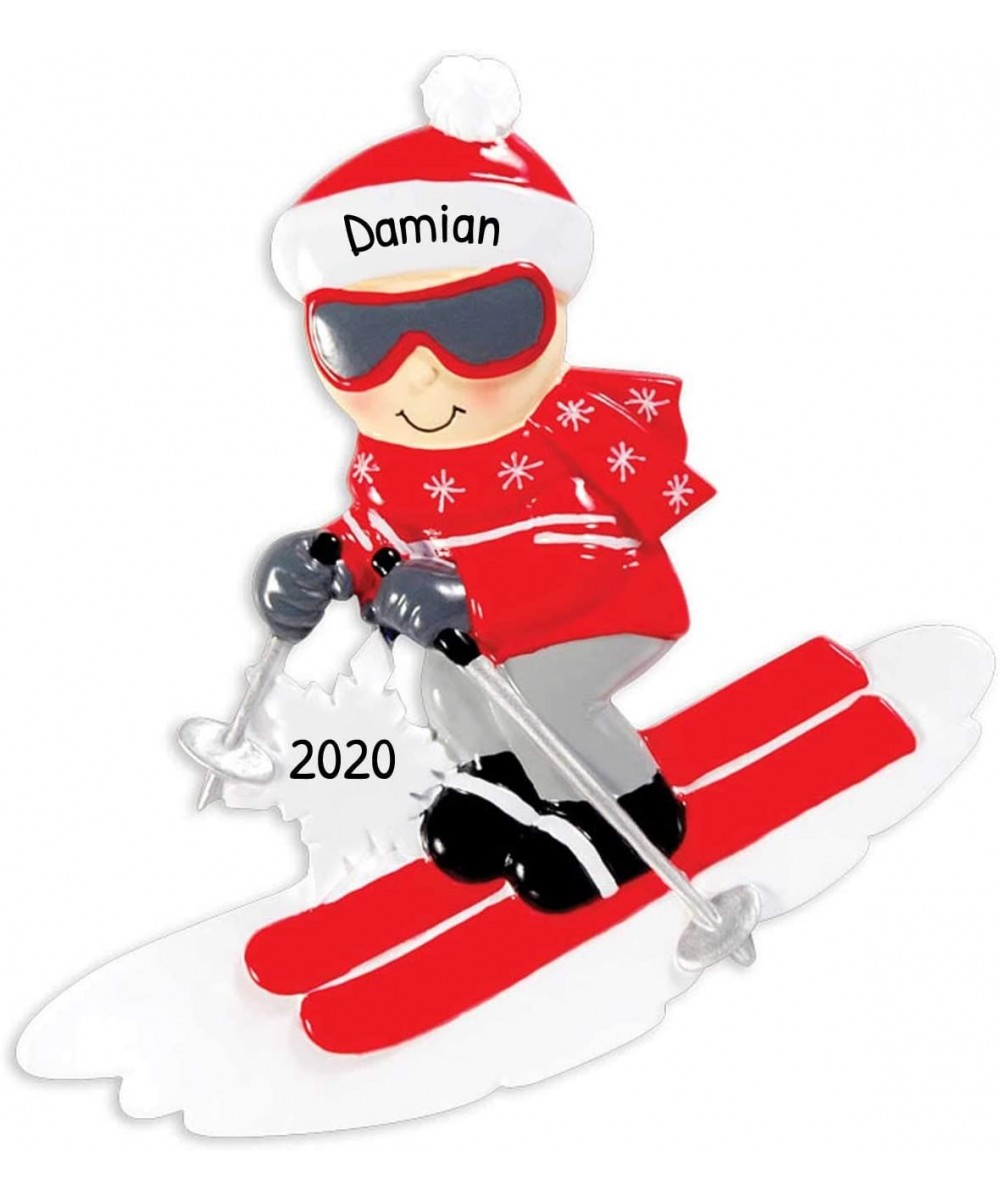 Personalized Snow Skier Christmas Tree Ornament 2020 - Athlete Winter Outfit Flake Alpine Downhill Sport Active Olympic Paral...