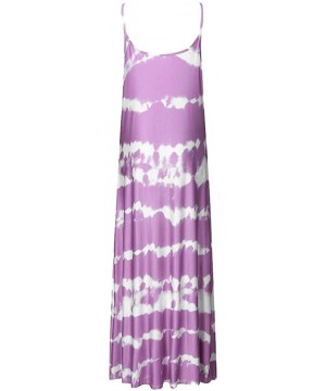 Women's Sleeveless Loose Tie Dye Maxi Dresses Summer Tank Top Dress Casual Tunics Long Dress Beach Swing Dress - Z1-purple - ...