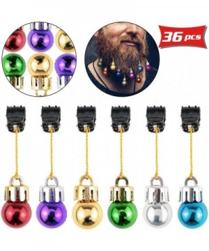 36 Pcs Colorful Christmas Jingle Bells Santa Claus Beard Clip- Beard Ornaments Facial Hair Baubles Decorations for Men(Medium...