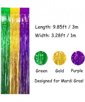 4Pack Mardi Gras Foil Fringe Curtains DIY Party Tinsel Photo Background Backdrop Door Wall Decorations- Gold Green Purple - G...