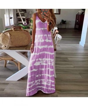 Women's Sleeveless Loose Tie Dye Maxi Dresses Summer Tank Top Dress Casual Tunics Long Dress Beach Swing Dress - Z1-purple - ...