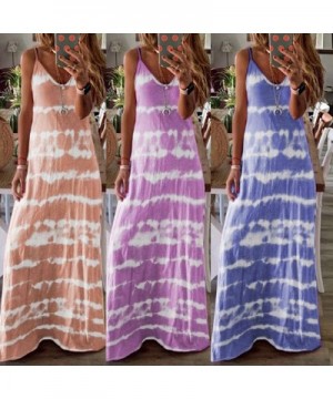 Women's Sleeveless Loose Tie Dye Maxi Dresses Summer Tank Top Dress Casual Tunics Long Dress Beach Swing Dress - Z1-purple - ...
