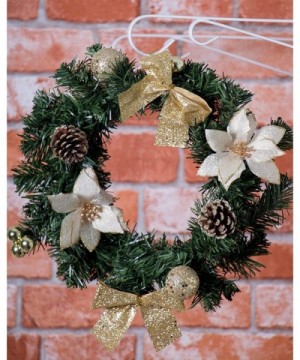 Christmas Wreath with White Poinsettia- Snow Covered Pine Cones- Gold Bows and Ornaments - Perfect for Interior or Exterior C...