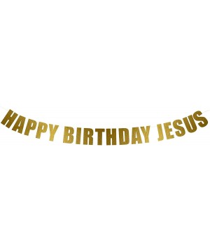 Happy Birthday Jesus Banner - Christmas Holiday Winter Merry Christmas Party Banner Sign - String It Banners (Gold Metallic) ...