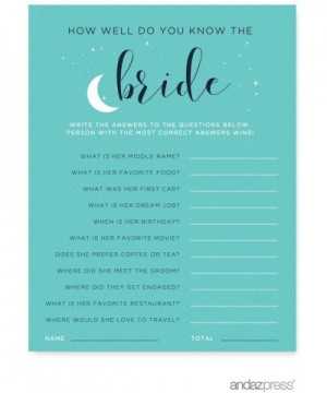 Love You to The Moon and Back Wedding Collection- How Well Do You Know The Bride? Bridal Shower Game Cards- 20-Pack - Cards H...