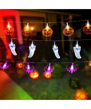 Set of 3 Halloween Decorations Lights with Remote-8 Modes 90 LEDs IP65 Waterproof Battery Operated Pumpkin Bat Ghost Fairy St...