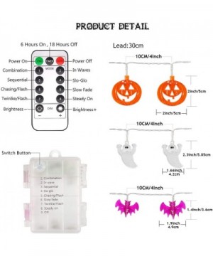 Set of 3 Halloween Decorations Lights with Remote-8 Modes 90 LEDs IP65 Waterproof Battery Operated Pumpkin Bat Ghost Fairy St...