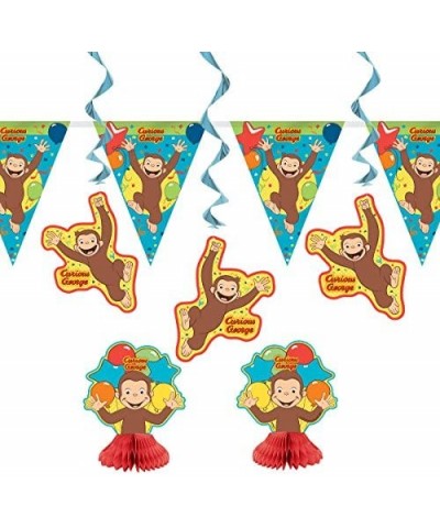 Bigsavings Curious George Birthday Party Supply Decoration Bundle Includes Banner- Mini Centerpieces- Hanging Swirls- 8 Feet ...