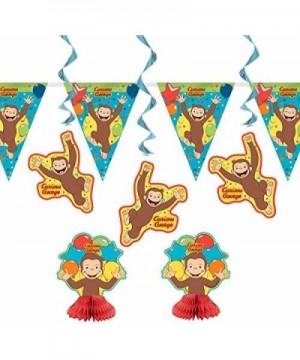 Bigsavings Curious George Birthday Party Supply Decoration Bundle Includes Banner- Mini Centerpieces- Hanging Swirls- 8 Feet ...