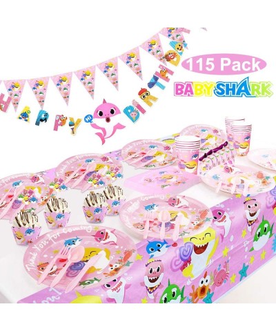 Set of 115 Pcs Shark Party Supplies Set- Shark Baby Birthday Decoration- Shark Party Decoration- Baby Shark Party Supplies- C...