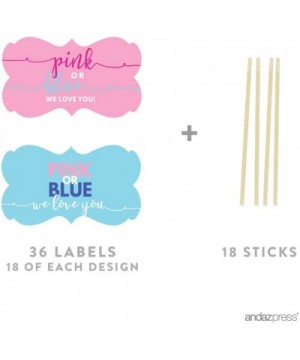 Pink or Blue We Love You Gender Reveal Baby Shower Collection- Cupcake Topper DIY Party Favors Kit- Fancy Frame Shape- 18-Pac...