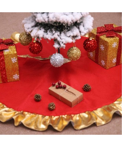Christmas Tree Skirt- Red Indoor Outdoor Holiday Decorations Traditional Christmas Tree Skirt- Themed with Merry Christmas Or...