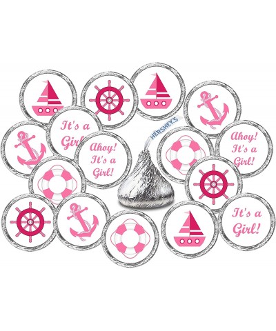 324 Nautical Pink Its a Girl Baby Shower Favors Stickers for Baby Shower Or Baby Sprinkle Party- Baby Shower Kisses Stickers-...