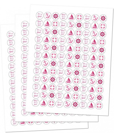 324 Nautical Pink Its a Girl Baby Shower Favors Stickers for Baby Shower Or Baby Sprinkle Party- Baby Shower Kisses Stickers-...