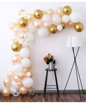 White Gold Balloon Garland Kit- 105Pcs 12Inch Balloon Garland Including Chrome Gold- White- Blush Pearl Confetti Balloons Dec...