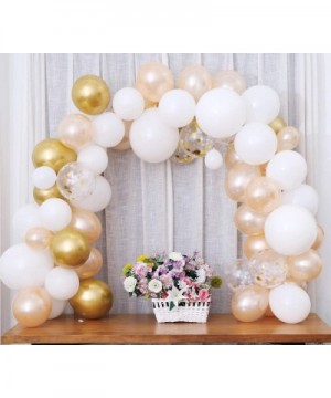 White Gold Balloon Garland Kit- 105Pcs 12Inch Balloon Garland Including Chrome Gold- White- Blush Pearl Confetti Balloons Dec...